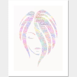 Portrait Girl Fashion Silhouette Shape Text Word Cloud Posters and Art